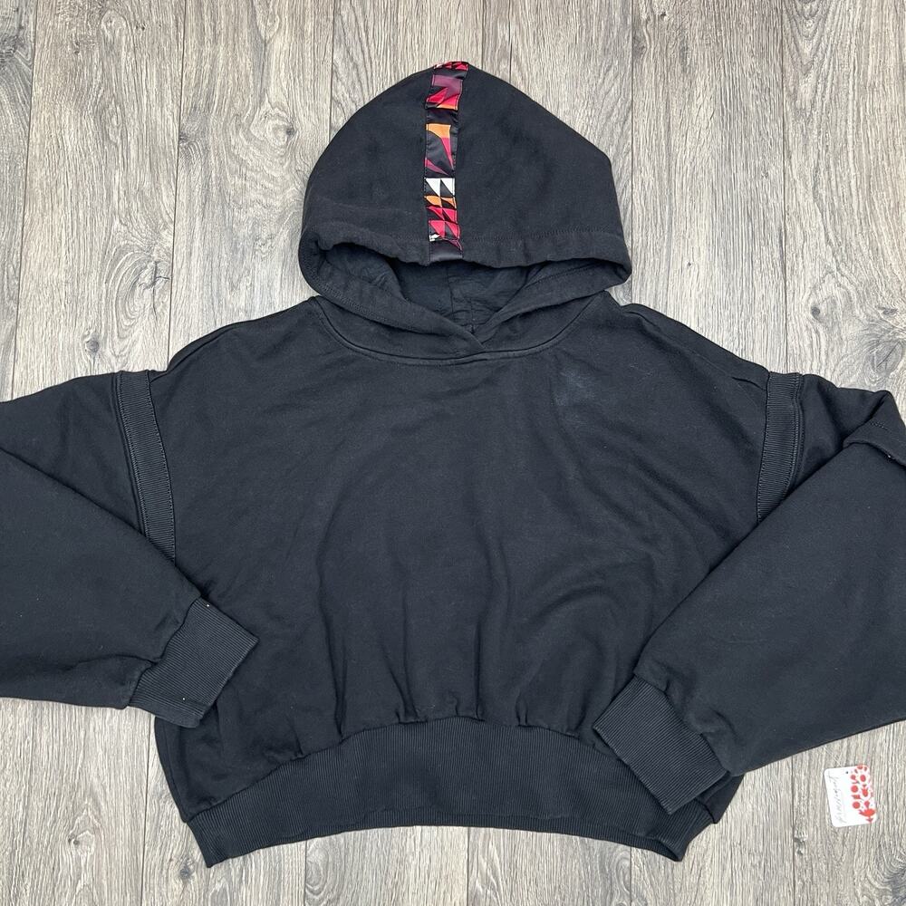 Free People Hoodie Size Medium Womens Black Pink Snow Flow $128